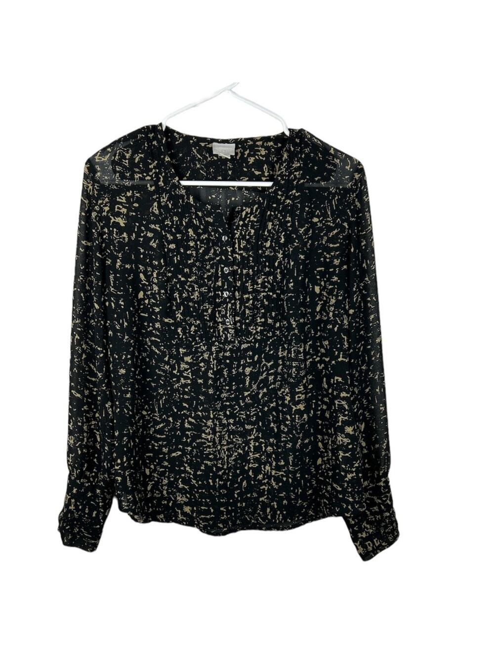 Converse Semi Sheer Blouse Size Large Long Sleeve Pleated Career Shirt